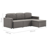 Canapé-lit modulaire 3 places Taupe Tissu