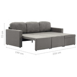 Canapé-lit modulaire 3 places Taupe Tissu