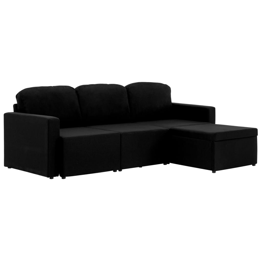 Canapé-lit modulaire 3 places Noir Tissu