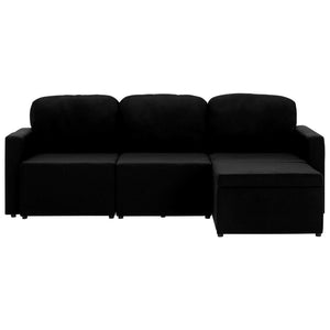 Canapé-lit modulaire 3 places Noir Tissu