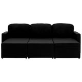 Canapé-lit modulaire 3 places Noir Tissu