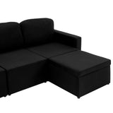 Canapé-lit modulaire 3 places Noir Tissu