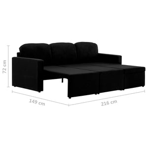 Canapé-lit modulaire 3 places Noir Tissu