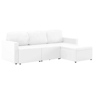 Canapé-lit modulaire 3 places Blanc Similicuir