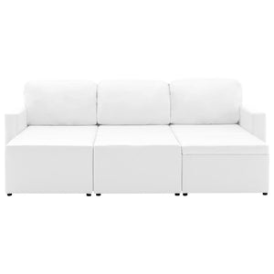 Canapé-lit modulaire 3 places Blanc Similicuir