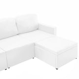 Canapé-lit modulaire 3 places Blanc Similicuir