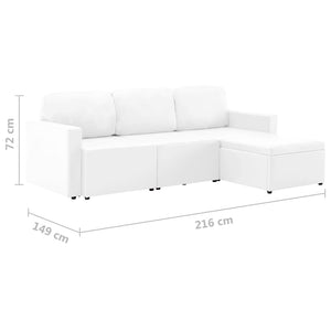 Canapé-lit modulaire 3 places Blanc Similicuir