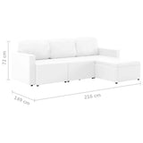 Canapé-lit modulaire 3 places Blanc Similicuir