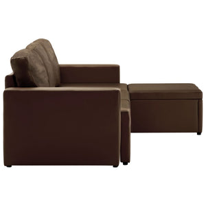 Canapé-lit modulaire 3 places Marron Similicuir