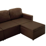 Canapé-lit modulaire 3 places Marron Similicuir
