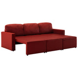 Canapé-lit modulaire 3 places Rouge bordeaux Similicuir