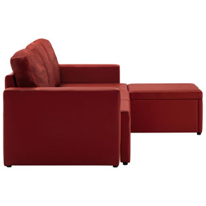 Canapé-lit modulaire 3 places Rouge bordeaux Similicuir
