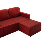 Canapé-lit modulaire 3 places Rouge bordeaux Similicuir
