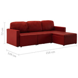 Canapé-lit modulaire 3 places Rouge bordeaux Similicuir