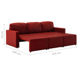 Canapé-lit modulaire 3 places Rouge bordeaux Similicuir