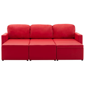 Canapé-lit modulaire 3 places Rouge Similicuir