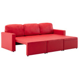 Canapé-lit modulaire 3 places Rouge Similicuir