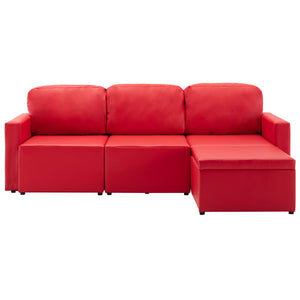 Canapé-lit modulaire 3 places Rouge Similicuir