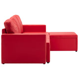 Canapé-lit modulaire 3 places Rouge Similicuir