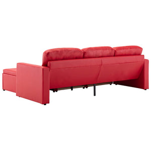 Canapé-lit modulaire 3 places Rouge Similicuir