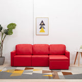 Canapé-lit modulaire 3 places Rouge Similicuir
