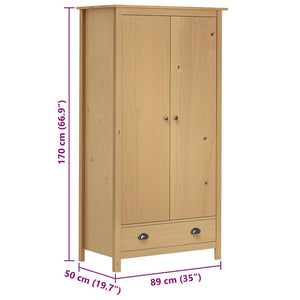 Garde-robe à 2 portes Hill 89x50x170 cm Bois de pin solide