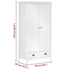 Garde-robe à 2 portes Hill Blanc 89x50x170cm Bois de pin solide