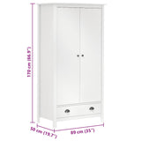 Garde-robe à 2 portes Hill Blanc 89x50x170cm Bois de pin solide