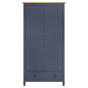 Garde-robe à 2 portes Hill Gris 89x50x170cm Bois de pin solide