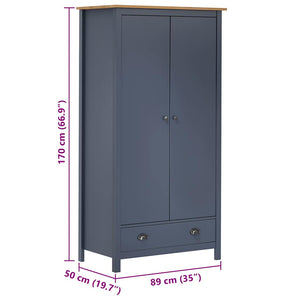 Garde-robe à 2 portes Hill Gris 89x50x170cm Bois de pin solide
