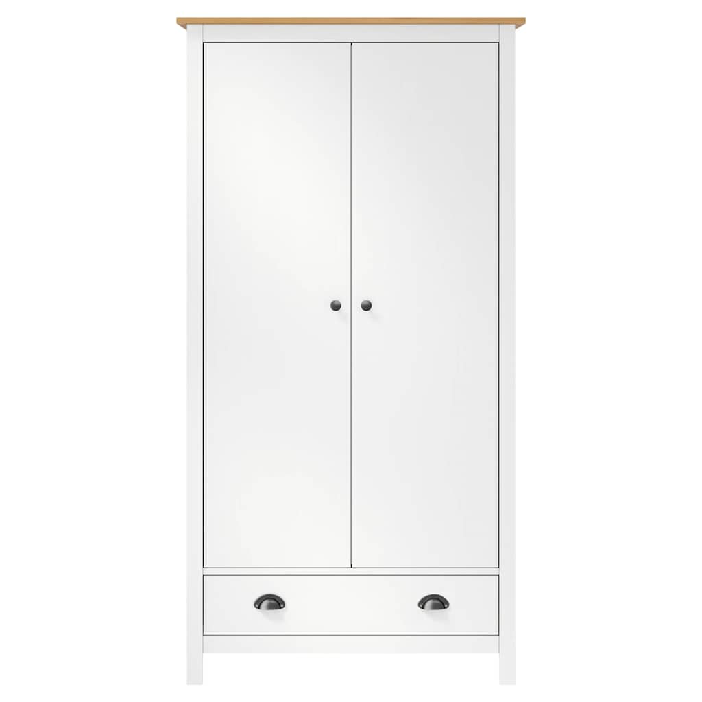 Garde-robe à 2 portes Hill Blanc 89x50x170cm Bois de pin solide