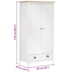 Garde-robe à 2 portes Hill Blanc 89x50x170cm Bois de pin solide