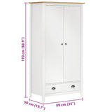 Garde-robe à 2 portes Hill Blanc 89x50x170cm Bois de pin solide