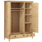 Garde-robe à 3 portes Hill 127x50x170 cm Pin solide