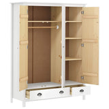 Garde-robe à 3 portes Hill Blanc 127x50x170 cm Bois pin solide