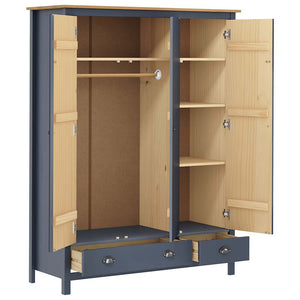 Garde-robe à 3 portes Hill Gris 127x50x170 cm Pin solide