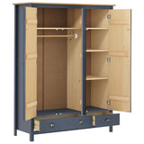 Garde-robe à 3 portes Hill Gris 127x50x170 cm Pin solide