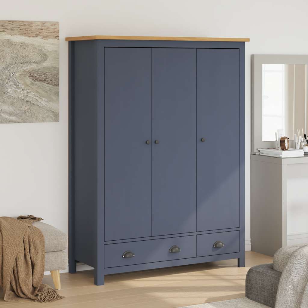 Garde-robe à 3 portes Hill Gris 127x50x170 cm Pin solide