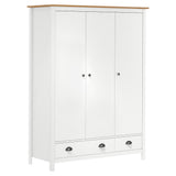 Garde-robe à 3 portes Hill Blanc 127x50x170 cm Bois pin solide