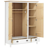 Garde-robe à 3 portes Hill Blanc 127x50x170 cm Bois pin solide