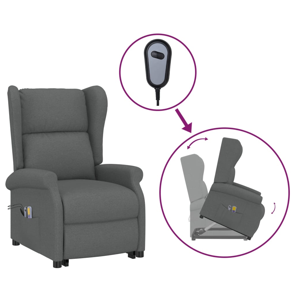 Fauteuil de massage inclinable Gris foncé Tissu