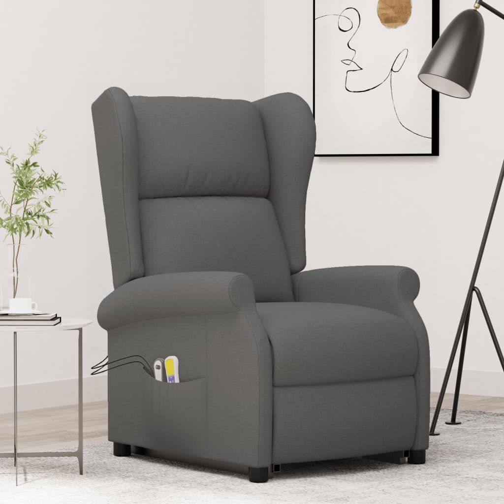 Fauteuil de massage inclinable Gris foncé Tissu