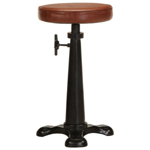 Tabourets de bar lot de 2 marron cuir véritable et fonte