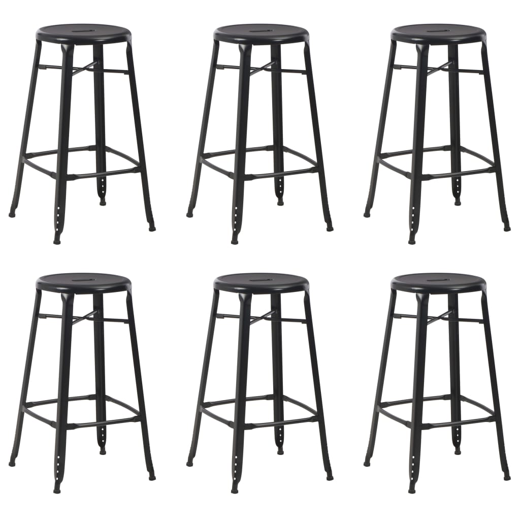 Tabourets de bar lot de 6 noir acier