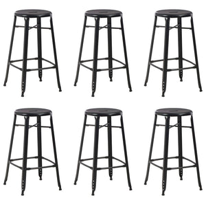 Tabourets de bar lot de 6 noir acier