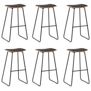 Tabourets de bar lot de 6 noir similicuir