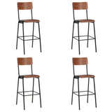 Chaises de bar lot de 4 contreplaqué solide et acier