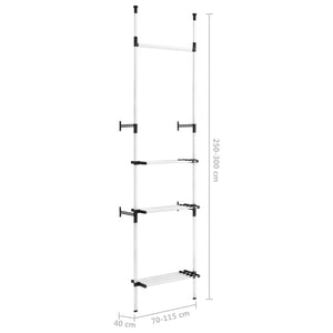 Système de garde-robe télescopique barres et étagère Aluminium
