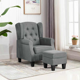 Fauteuil avec repose-pied Gris clair Tissu
