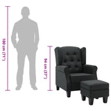 Fauteuil avec repose-pied Gris foncé Tissu